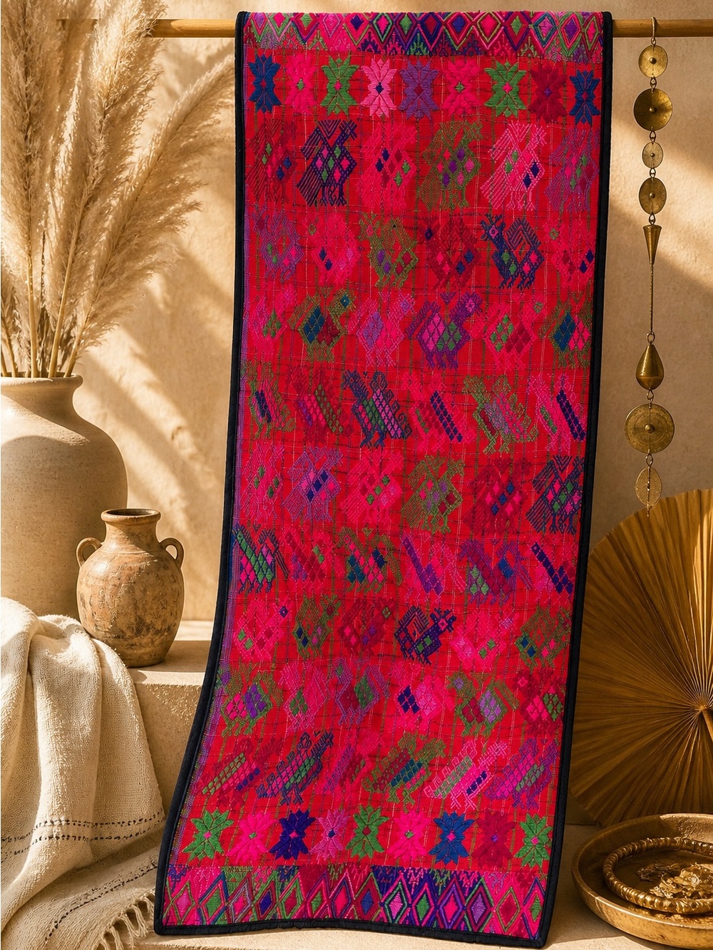 Vintage Handwoven Maya Textile Runner – Chichicastenango, Guatemala